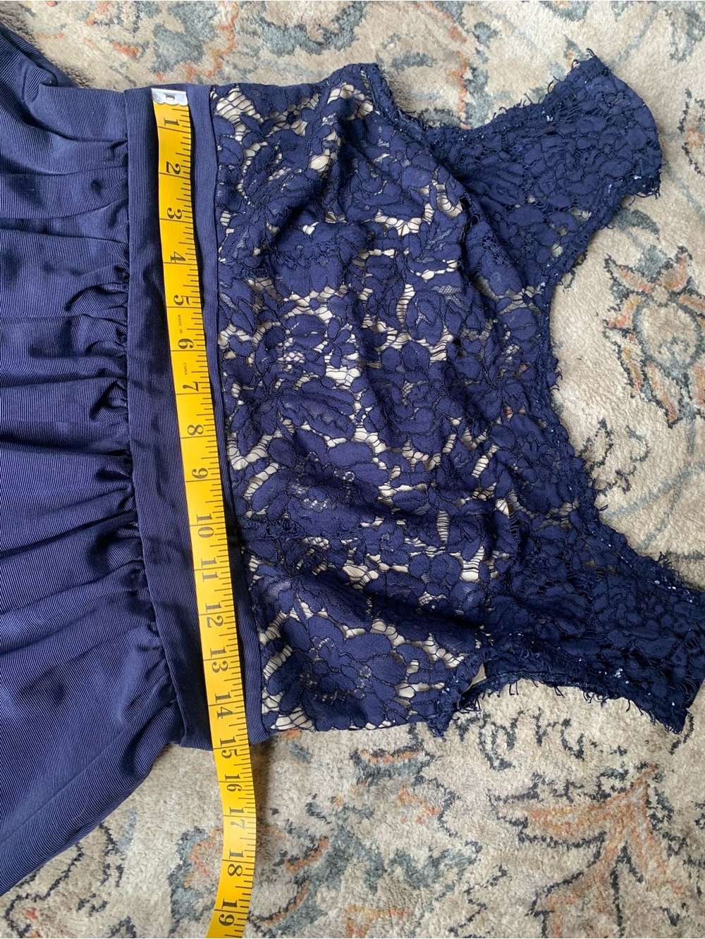 Eliza J Navy Lace Bodice Satin Skirt Women’s Dress - Picture 5 of 6